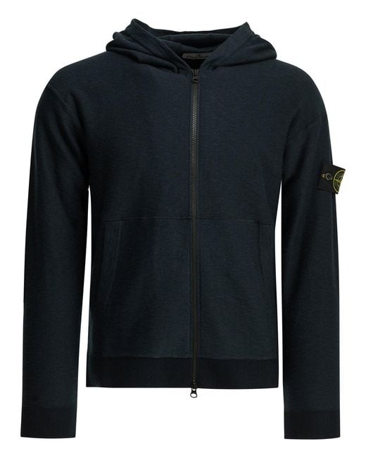 Stone Island Black Zippered Hoodie for men