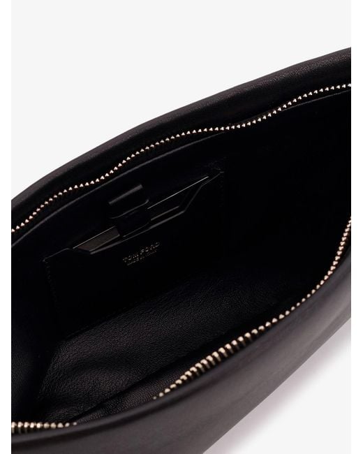 Tom Ford White Aura Leather Clutch Bag With Lettering Logo On The Front