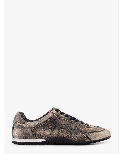 Gucci Brown Shift Delave Leather Sneakers