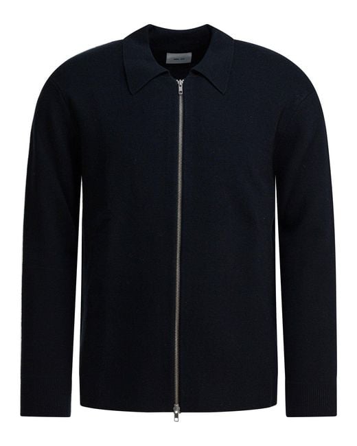 NN07 Blue "Harald" Wool Zipper Sweater for men