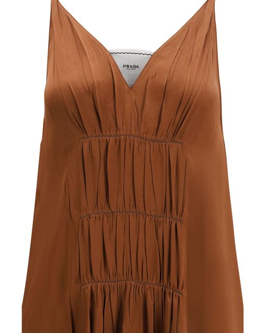 Prada Brown V-Neck Long Dress