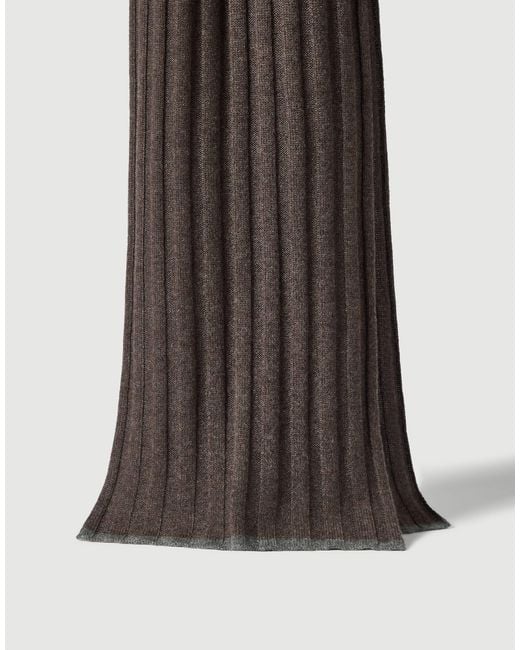 Brunello Cucinelli Brown Ribbed Cashmere Scarf for men