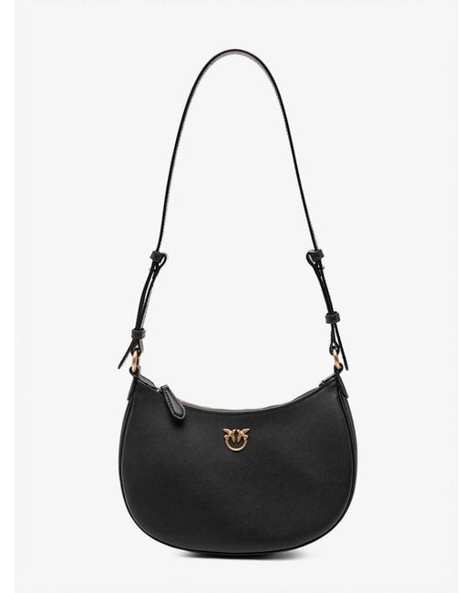 Pinko White Half Moon Mini Leather Shoulder Bag