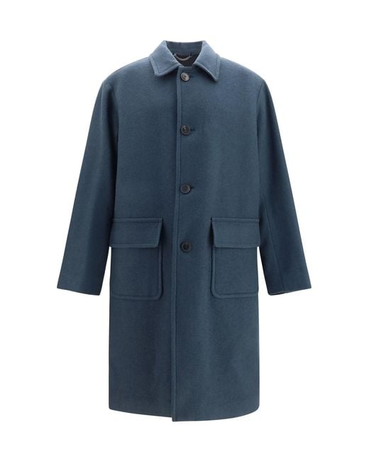 Dries Van Noten Blue Long Single-Breasted Coat Bottle for men