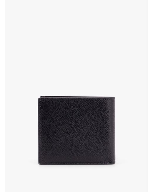Balenciaga Black Logo Print Bi Fold Leather Wallet for men