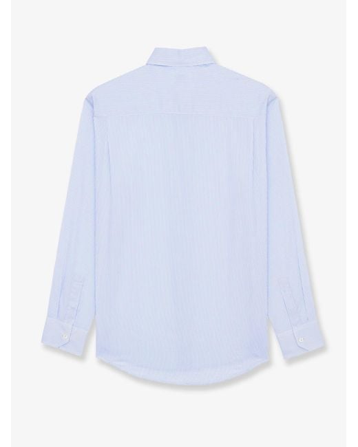 Saint Laurent White Cassandre Cotton Shirt With Striped Pattern for men