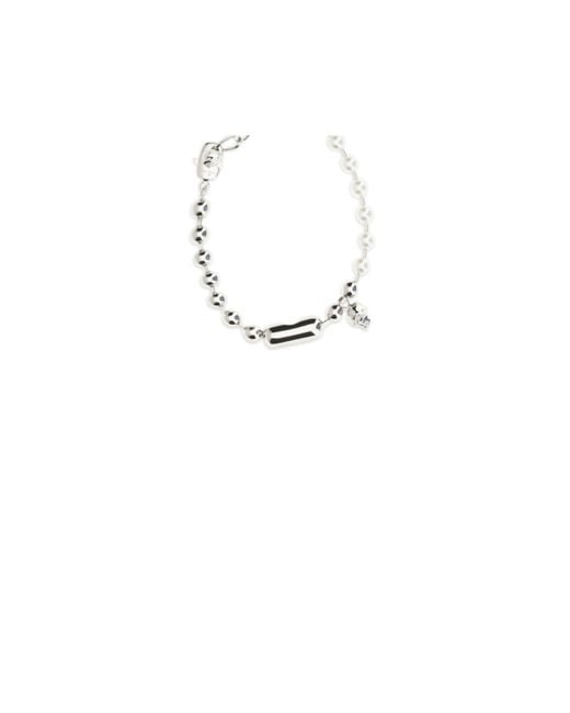 McQueen White Pearl Skull Bracelet for men