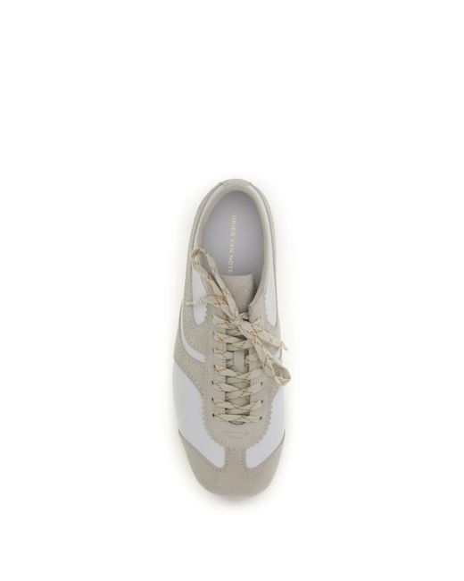 Dries Van Noten White Suede Sneakers for men