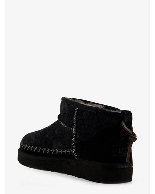 Ugg Black Classic Ultra Mini Biarritz Suede Ankle Boots