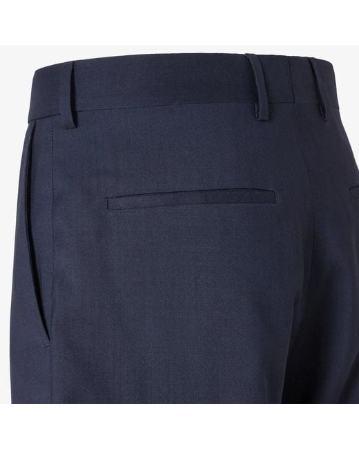 Fendi Blue Wool Tailored Pants for men
