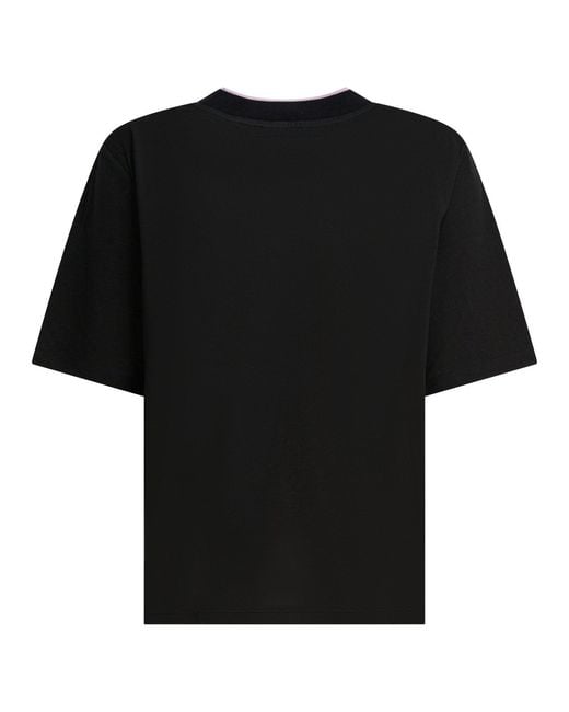 Emilio Pucci Black Cotton And Silk Crewneck T-Shirt With Print