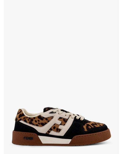 Fendi White Match Suede And Pony Skin Low-Top Sneakers