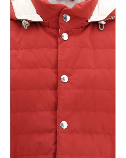 Brunello Cucinelli Red Sporty Down Jacket for men