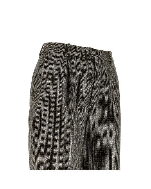 Saint Laurent Gray Wool-Blend Skirt Pants