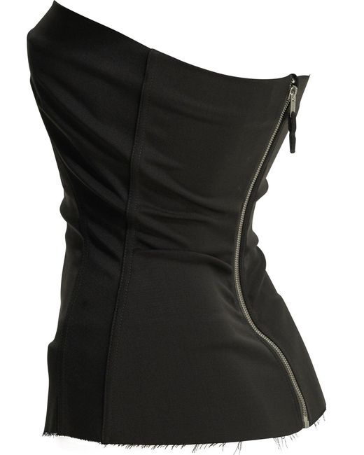 Rick Owens Black Wool Crepe Bustier Top