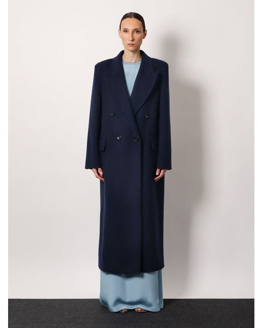Max Mara Blue Albania 1234 Sfilata Virgin Wool And Cashmere Coat