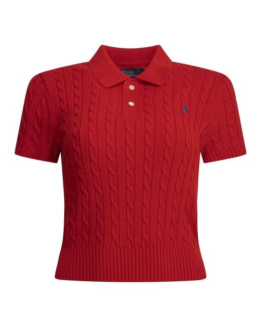 Polo Ralph Lauren Red Knitted Polo Shirt With Buttons