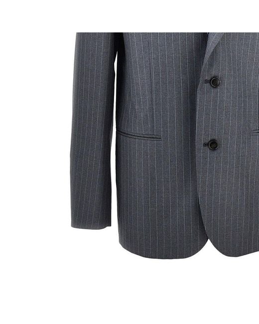 Gucci Blue Pinstriped Wool Oversized Jacket