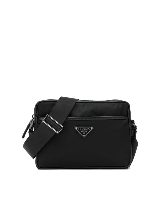 Prada Black Re-Nylon Saffiano Leather Shoulder Bag for men
