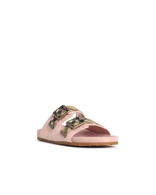 Burberry Pink Peony 'Urchin' Suede Sandals Check