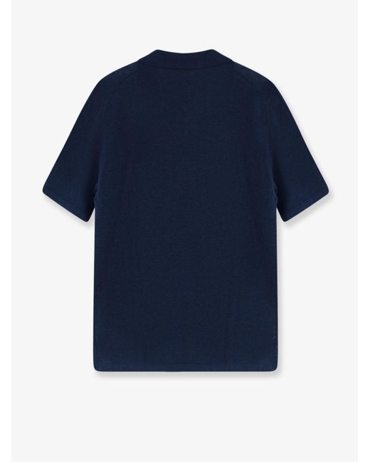 Alpha Studio Blue Polo Shirt Linen-Cotton for men