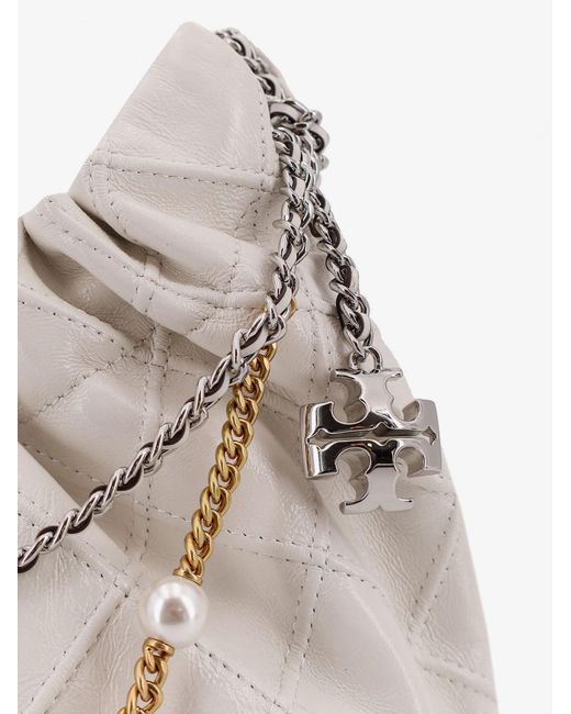Tory Burch Natural Fleming Mini Hobo Leather Crossbody Bag
