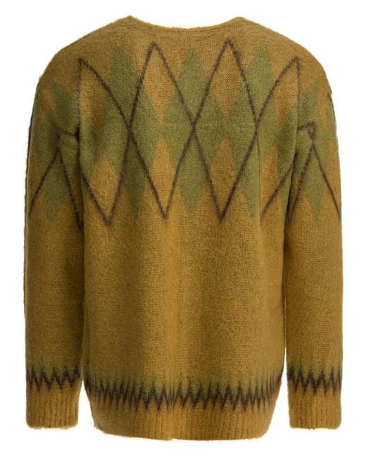Needles Green Mohair Cardigan for men