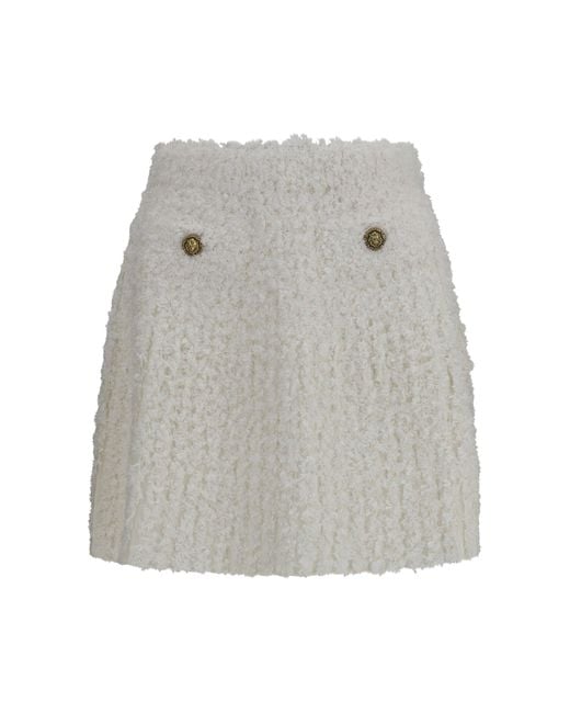 Balmain Gray Mini Skirt With Decorative Buttons