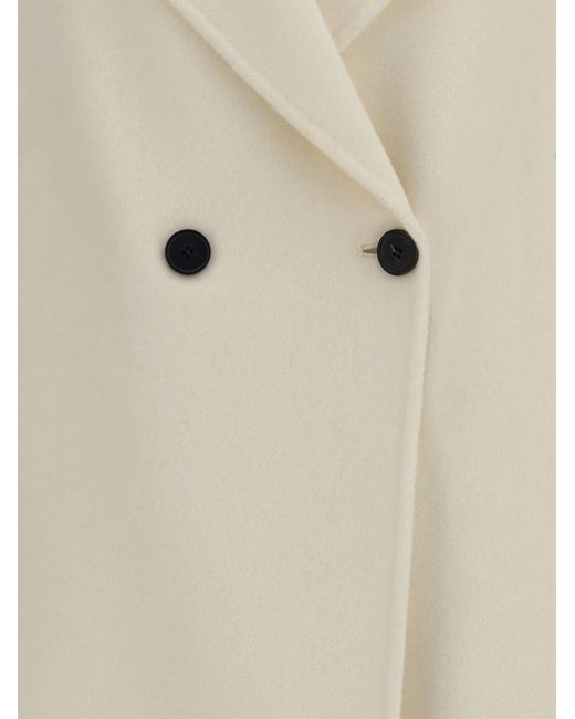 Aftercoat White Double-Breasted Long Coat