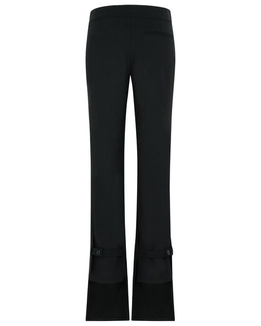 Courreges Black Tailored Wool Blend Pants With Adjustable Hem