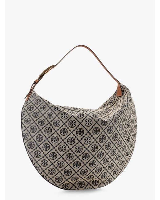 Tory Burch Gray T Monogram Balloon Jacquard Fabric Shoulder Bag