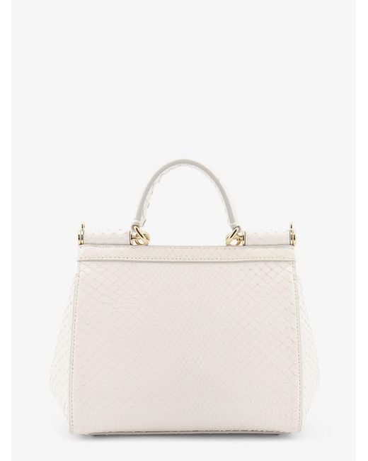 Dolce & Gabbana Natural Dolce & Gabbana Sicily Python Handbag