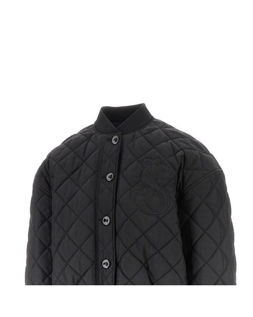 Jil Sander Black Diamond-Quilted Twill Padded Bomber Jacket