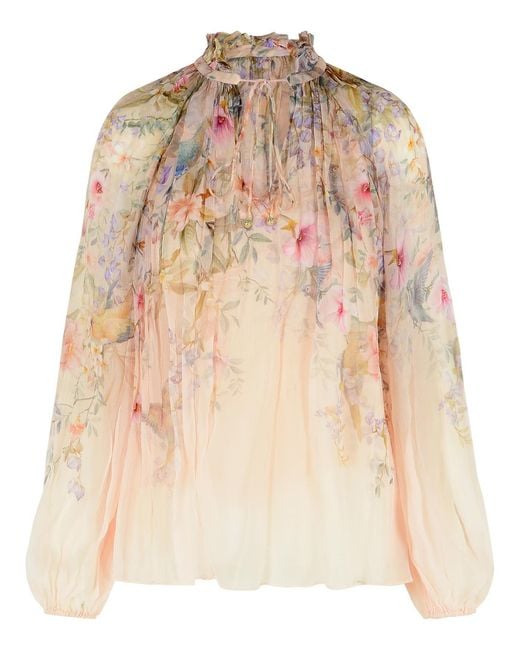 Zimmermann Natural 'Rebellion' Viscose Cream Blouse