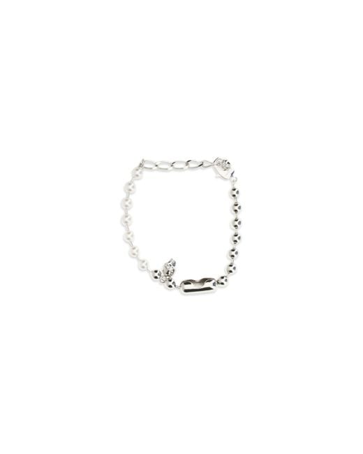 McQueen White Pearl Skull Bracelet for men