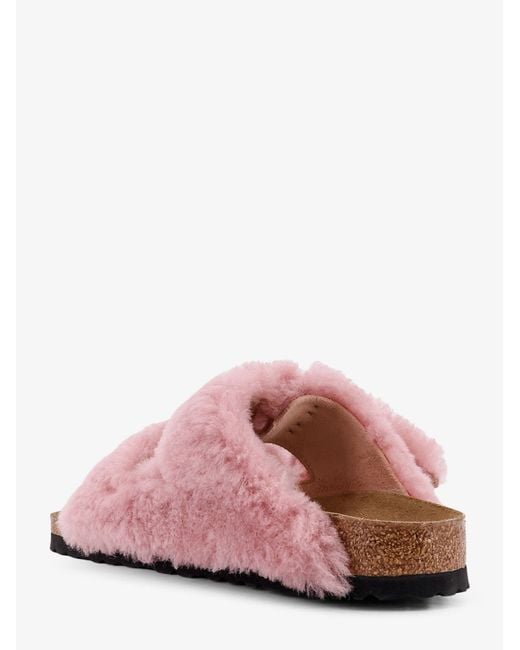 Birkenstock Pink Faux Fur Low Sandals