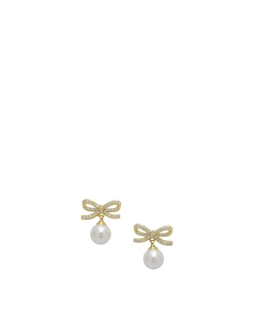 Self-Portrait White Earrings With Pearl And Crystals