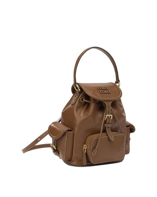 Miu Miu Brown Leather Backpack