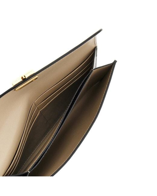 Totême Black 'T-Lock' Leather Wallet Clutch