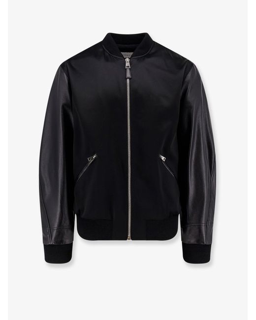 Givenchy Blue Cotton And Nylon Jacket With Leather Sleeves for men