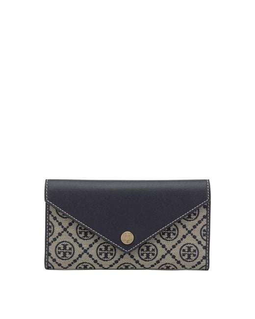Tory Burch Gray Cotton Polyester Wallet & Card Holder