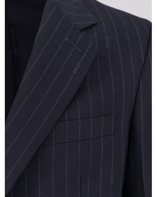 Gucci Blue Pinstripe Wool Single-Breasted Blazer for men