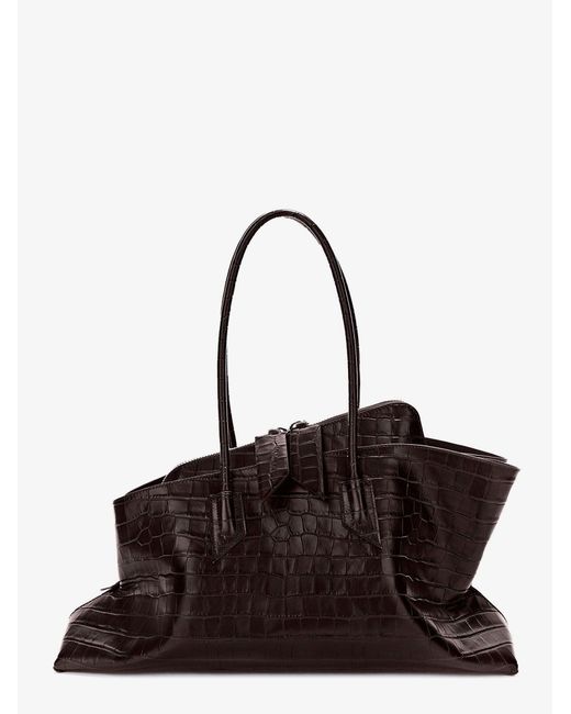 The Attico Brown La Passeggiata Medium Leather Shoulder Bag With Croco Effect