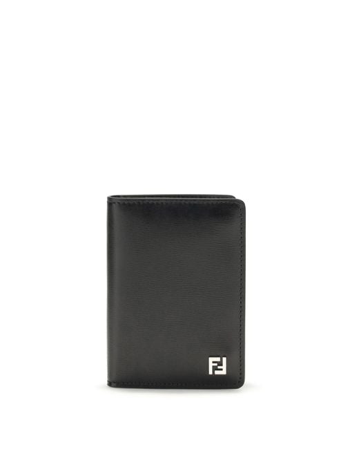 Fendi Black Leather Card Holder for men