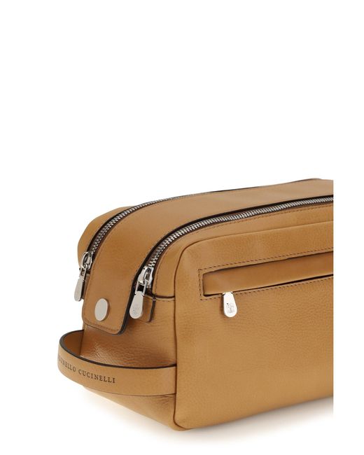 Brunello Cucinelli Natural Leather Beauty Case for men