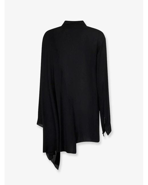 Balenciaga Black Silk Shirt With Bow
