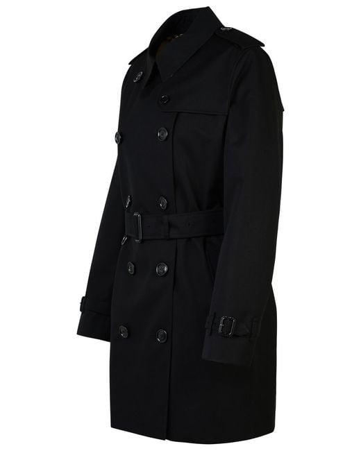 Burberry Black 'Kensington' Polyester Trench Coat