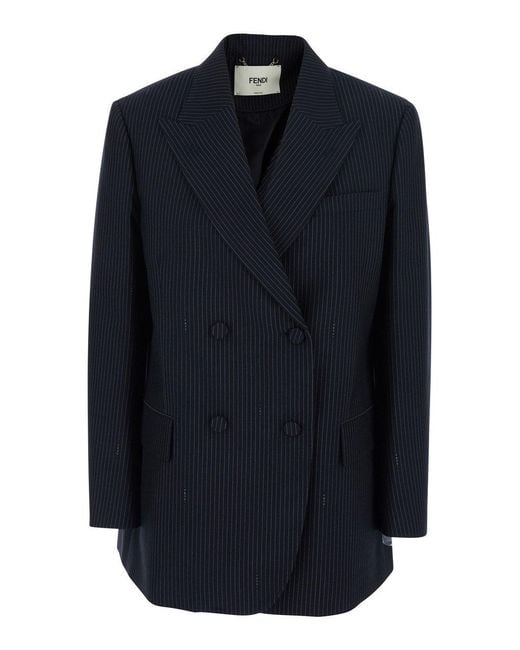 Fendi Blue Double Breasted Coat