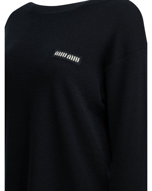 Miu Miu Black Logo Boat Sweater