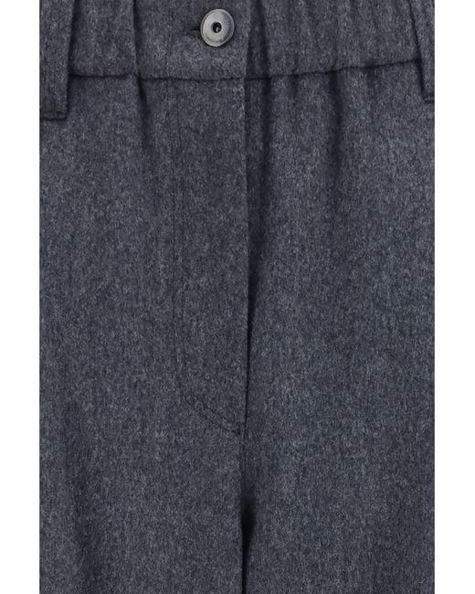 Brunello Cucinelli Blue Stretch Wool Pants